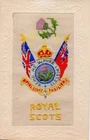 ROYAL SCOTS FUSILIERS REGIMENT: RARE WW1 EMBROIDERED MILITARY SILK POSTCARD