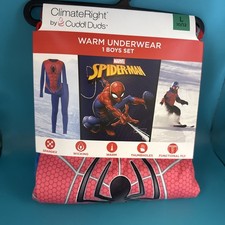 Boys Cuddl Duds Spider-Man Thermal Underwear Set Size Lg 10-12 NEW W TAGS