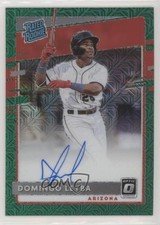 2020 Panini Donruss Optic Green Mojo Prizm 38/99 Domingo Leyba #RRS-DL Auto 7s2