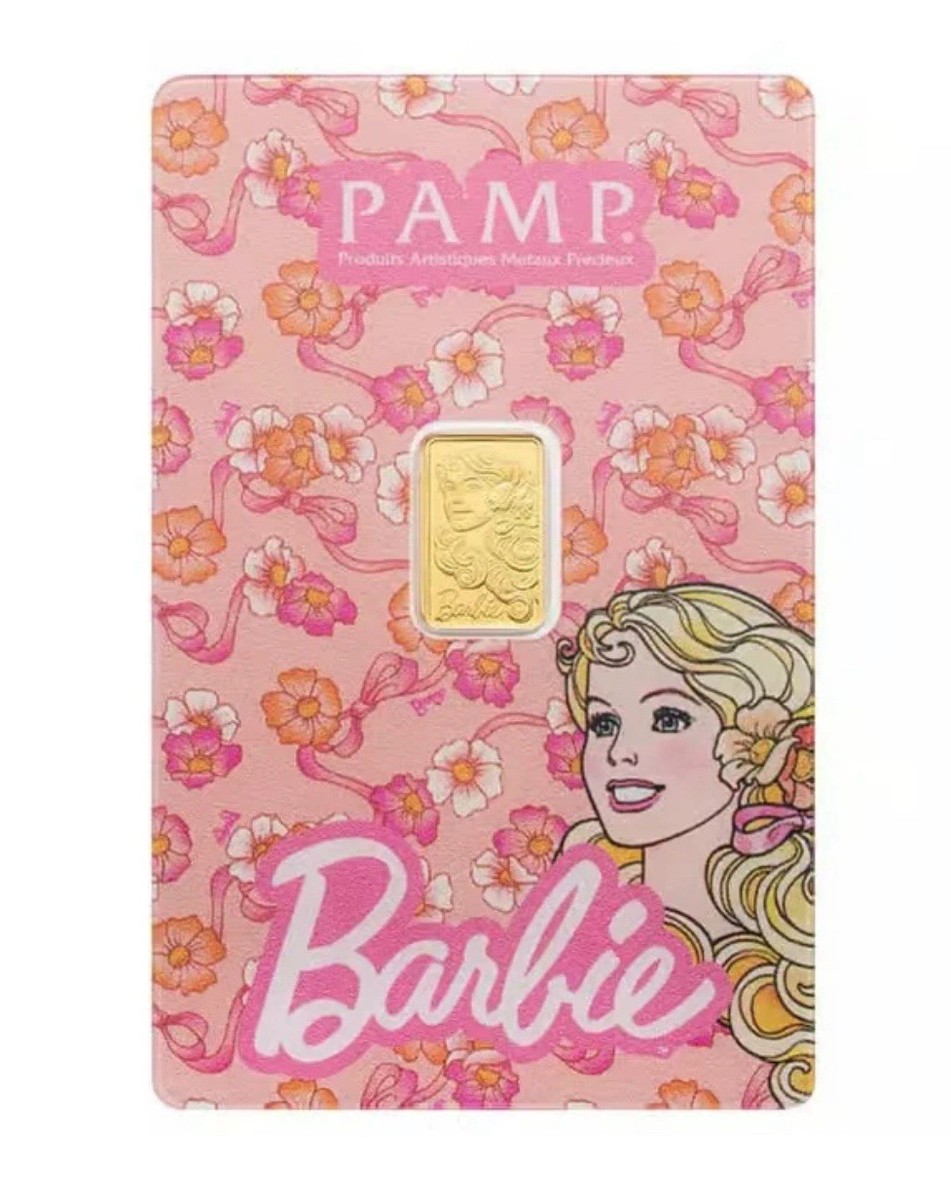 IN STOCK NEW PAMP Iconic Barbie 1 Gram 1g Gold Bar In Assay Card