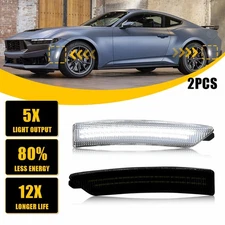 For 2024-2025 Ford Mustang Front/Rear Side Marker White LED Signal Light Set 2x