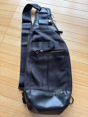 #ad Yoshida PORTER HEAT Sling Shoulder Crossbody Bag Black Nylon Japan Rare Used $75.00