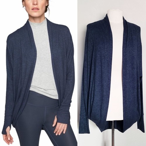 ATHLETA Luxe Pose Wickel Cardigan Heather Blue Cocoon Circle Longline Daumenloch - Bild 1 von 14