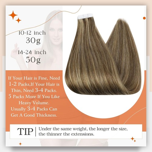 Full Shine Tape in Extensions 100% Human Hair Honey Blonde 20" 50g - Picture 3 of 13