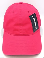 Hot Pink Unconstructed Cap DECKY Dad Hat Curved Visor Adjustable 100%Cotton NWT