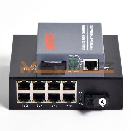 Gigabit Fiber Optic Media Converter 1 CH*SC 8 CH*RJ45 Converter Transceiver - Picture 9 of 9