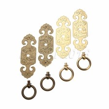 Cabinet Handles Furniture Brass Hardware Pull Handle w/ Screws Antique Chinese