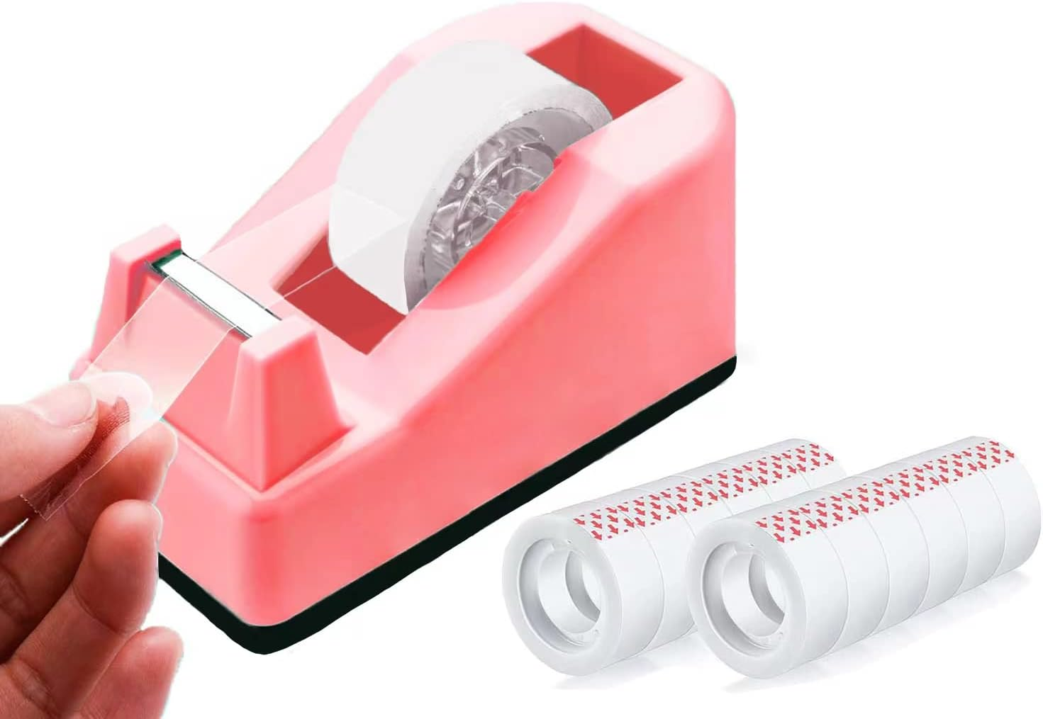 Tape Dispenser Desk with 12 Rolls Transparent Cute Small Tape Dispenser Packing