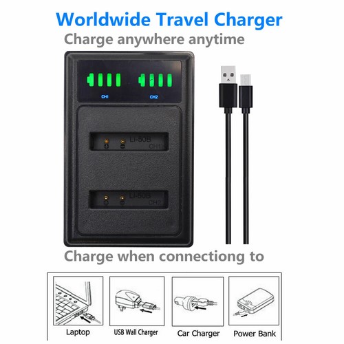 LED SLIM Battery Charger for D-Li92 Pentax Optio I-10 I10 RZ10 WG-1 WG-1 GPS X70 - Picture 6 of 9