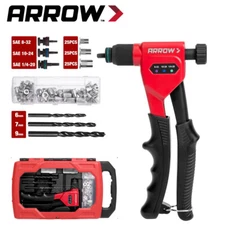 Arrow Rivet Nut Tool 8" Rivet Nut Gun Kit 3PC Mandrels 75PCS Rivnuts 3PCS Drills