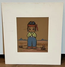 Vintage - Gerda Christoffersen "Oodees" Native Girl Serigraph on Velvet Paper