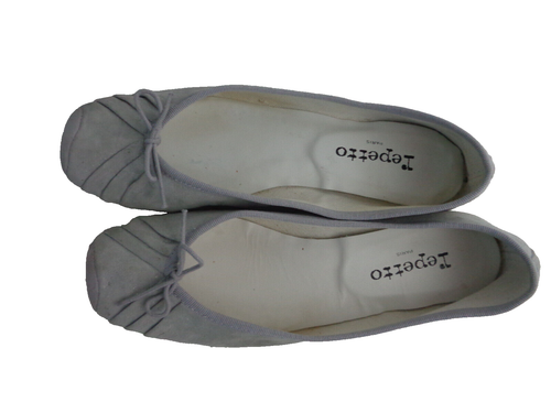 Repetto París Eur 39 US 8-8.5M Bolchoi Gris Ante Con Brillo Manoletinas Planas - Imagen 5 de 8