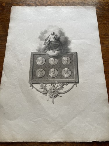 ANTIQUE 19th C B & W ETCHING RIDLEY TO BEZA COINS BY R BOYER 1793 ITALIAN? - Picture 2 of 11