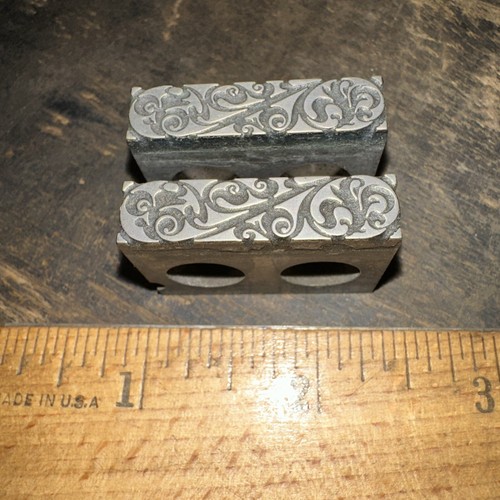 Print Blocks “ 2 Ornamental Borders “ Lead Blocks, Beautiful Design! - Picture 2 of 9