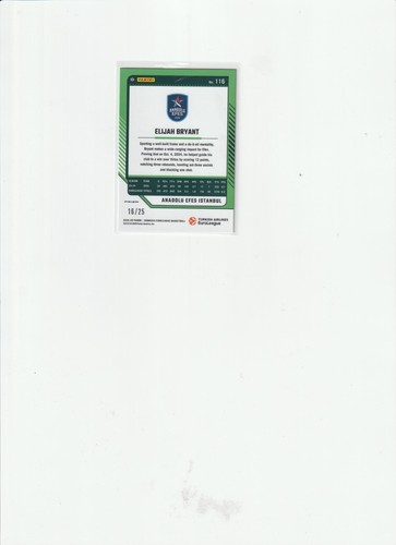 2024-25 Donruss Euroleague Optic 25th Anniversary #116 Elijah Bryant #'d/25 - Picture 2 of 2