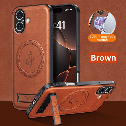 Leather Magnetic Back Case for iPhone 12 13 14 15 16 Pro Max Plus 16e Soft Cover - Picture 13 of 14