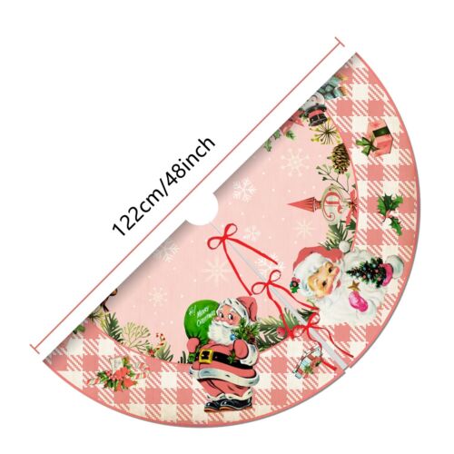 Pink Christmas Decorations Vintage Christmas Tree Skirt Merry Christmas Santa... - Picture 4 of 5