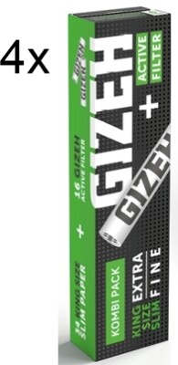 Gizeh Green King Size Slim mit Active Tips - 34 Blättchen + 16 Active Filter