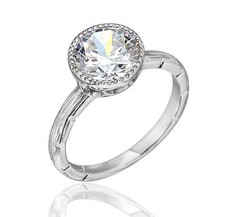 Art Deco Inspired 925 Sterling Silver 2.00ct CZ Engagement Milgrain Ring Size 7