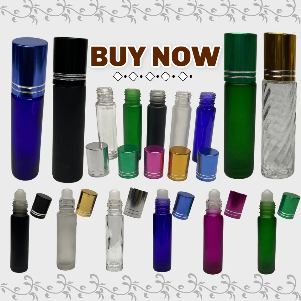 10 X 10ml Roller Ball ROLL ON BOTTLE Aromatherapy Bottles GLASS REFILLABLE - Image 2 of 2