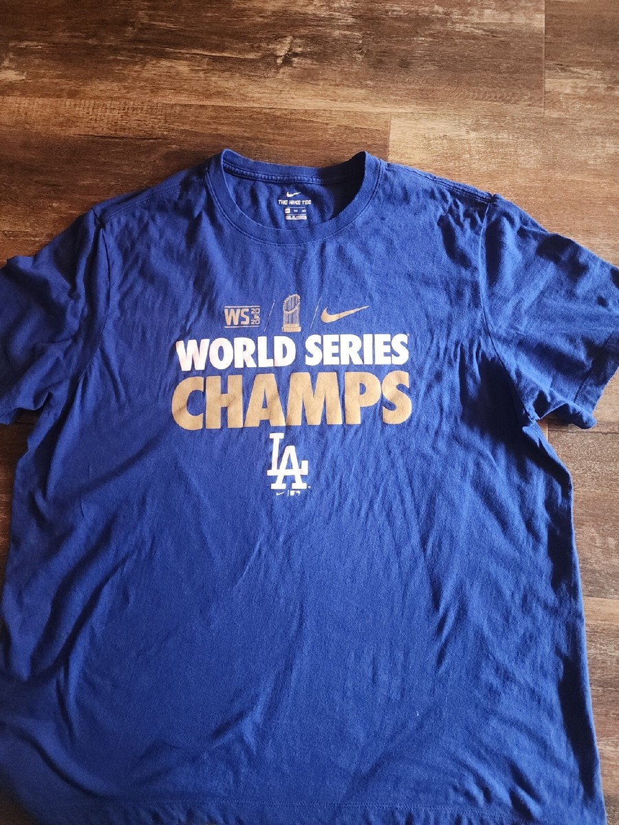 Nike Los Angeles Dodgers 2020 World Champions Shirt Mens 2XL Blue