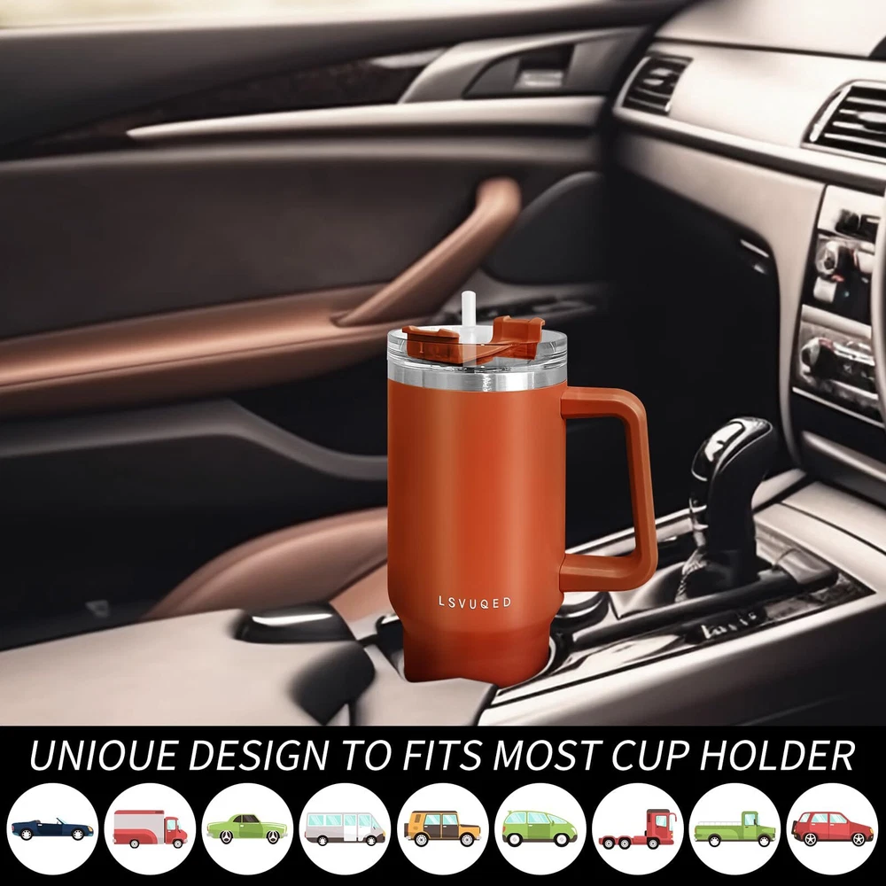 Tumbler Cups, 40 oz Tumbler with Handle and Straw Lid Reusable Stainless Stee...