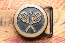 Vintage Rare Valleau Studio Tennis Solid Bronze Belt Buckle