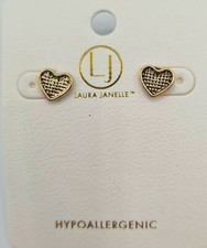 Heart Lattice Gold Plated Hypo Allergenic 9mm Stud Kid Earrings