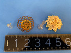 Antique German Dollhouse MINIATURE LOT Ormolu metal basket dish, glass vase MO — photo 2