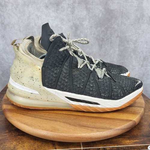 Nike Lebron 18 Sneakers Mens 14 Black White Gum Basketball Shoes CQ9283-007