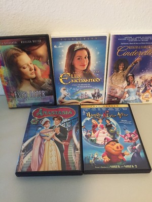 Lot of 5 Girls Princess Cinderella DVDs Anastasia Ever After Ella Enchanted VGUC