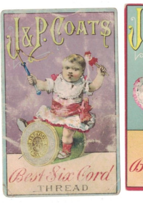 J & P Coats Best Six Cord Thread Victorian Advertising Trade Card Baby Spool