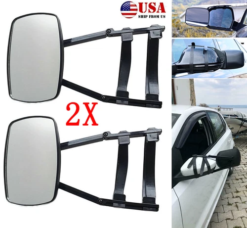 2Pcs Universal Adjustable Caravan Trailer Towing Mirror Clip-On Extension Mirror
