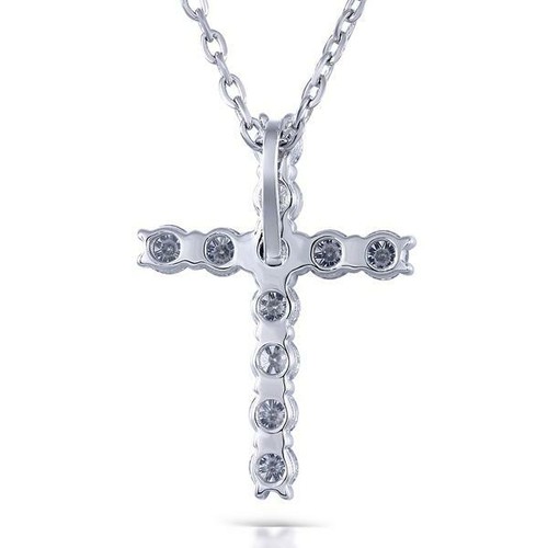 925 Sterling Silver 1.65 CT Round Cut Moissanite Cross Design Pendant For Women - Picture 9 of 9