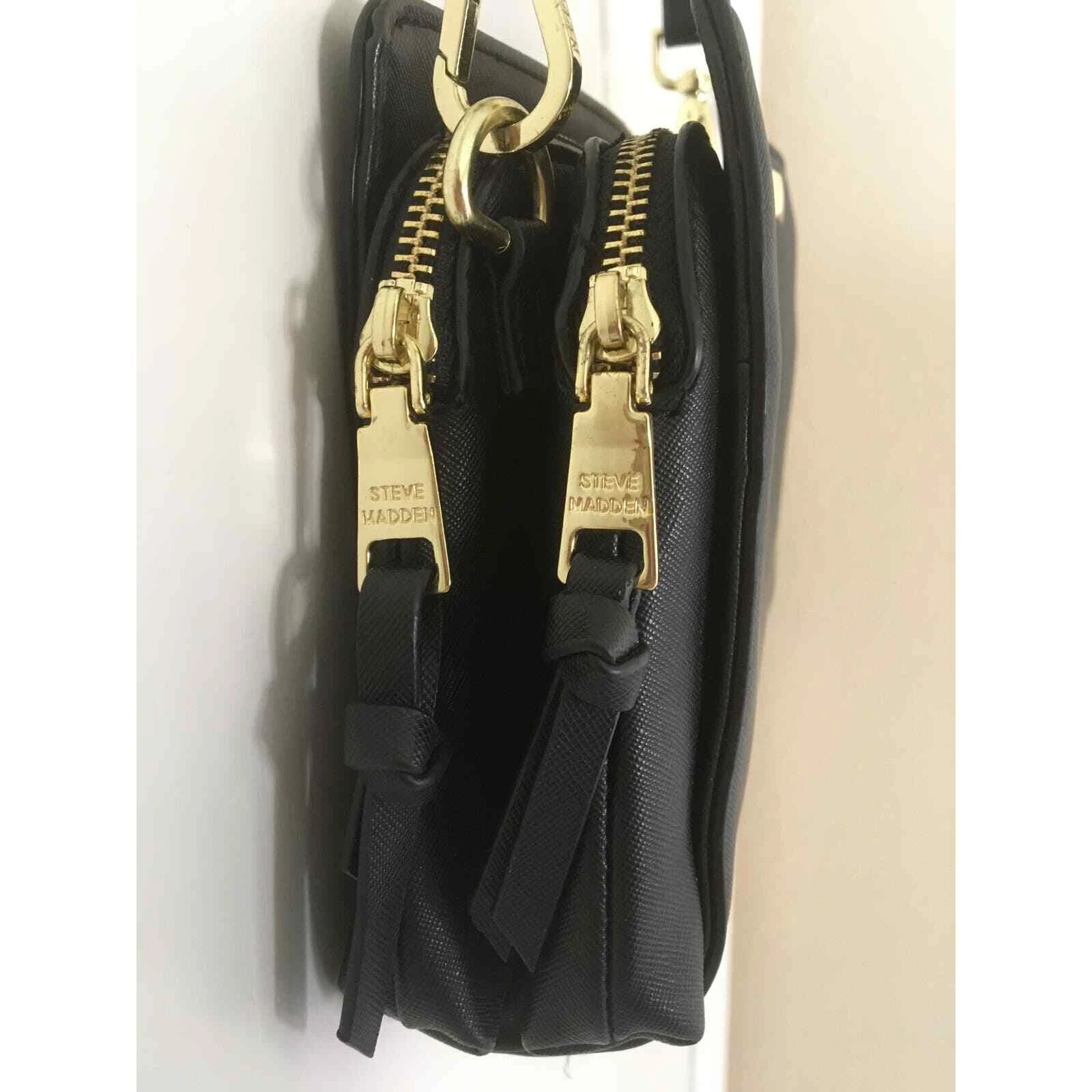 Steve Madden borsa a tracolla 2 scomparti con cerniera cinturino rimovibile accento oro