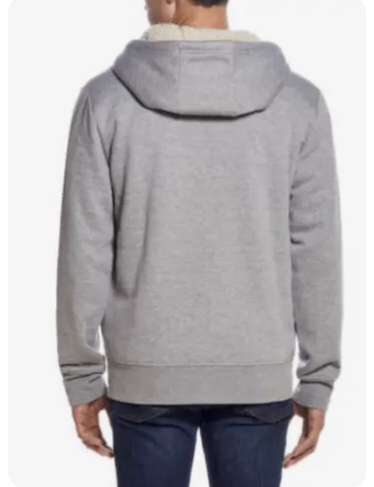 Weatherproof Vintage Men's Fleece Lined Hoodie Full Zip Jacket. Gray