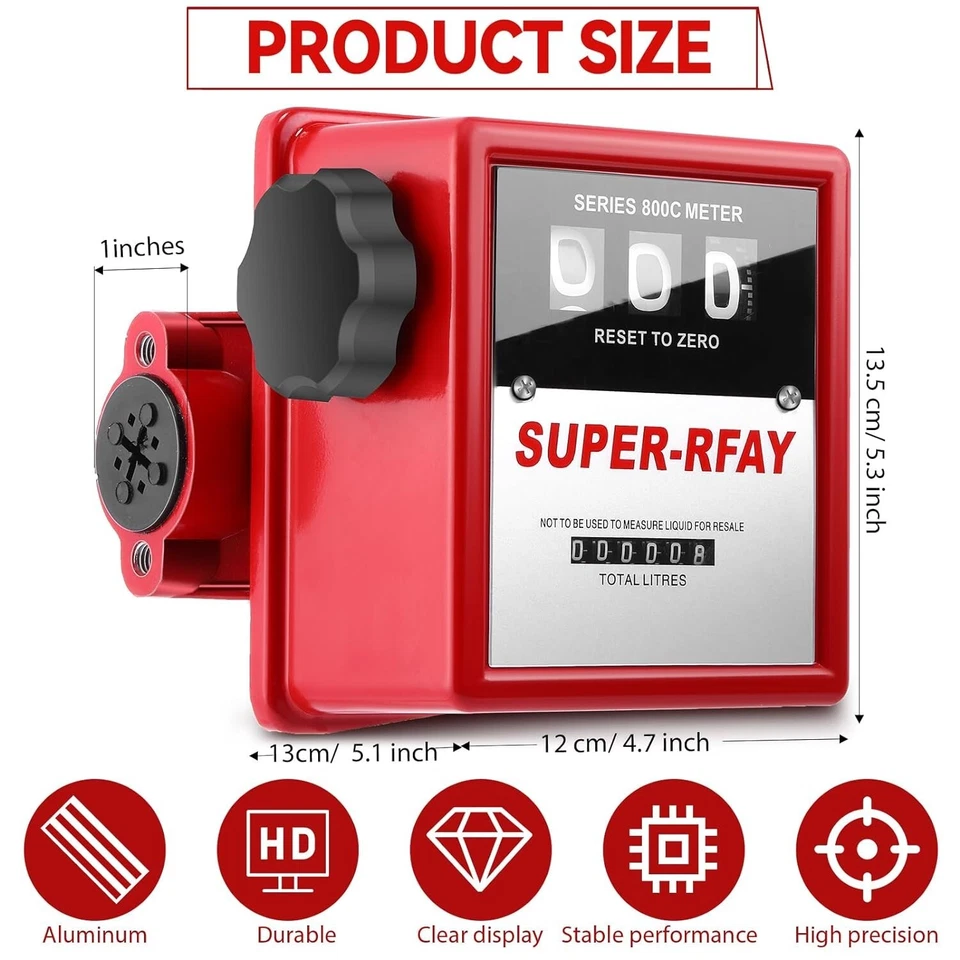Fuel Flow Meter 1 Inch 1" Outlet Liter Litre Unit Fuel Transfer Pump Measure NEW - Image 2 of 4