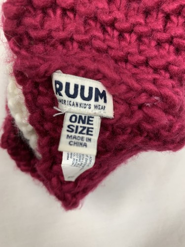 RUMM Red Infinty Scarf Knit White Bow ONE SIZE - Picture 3 of 3