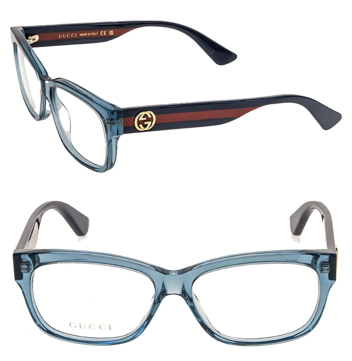 専用　GUCCI サングラス GUCCI Authentic 0278 Transparent Blue Red Stripe Eyeglasses