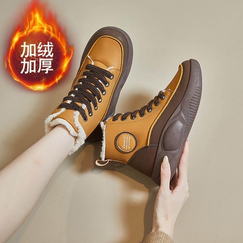 Damen Freizeit Winter warm Retro Keilabsatz Fleece Komfort Schnee Schuhe Stiefeletten - Bild 8 von 8