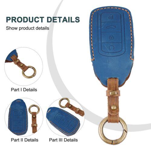 Blue Leather Remote Key Protector for Chery Omoda 5 Perfect Fit and Touch - Zdjęcie 1 z 11
