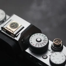 Brass Metal Camera Hot Shoe Cover Shutter button For Fujifilm X100V XT5 X-H2S