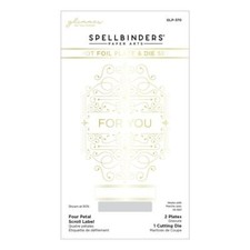 Spellbinders Glimmer Hot Foil Plate Die Set - Four Petal Scroll Label, GLP-370