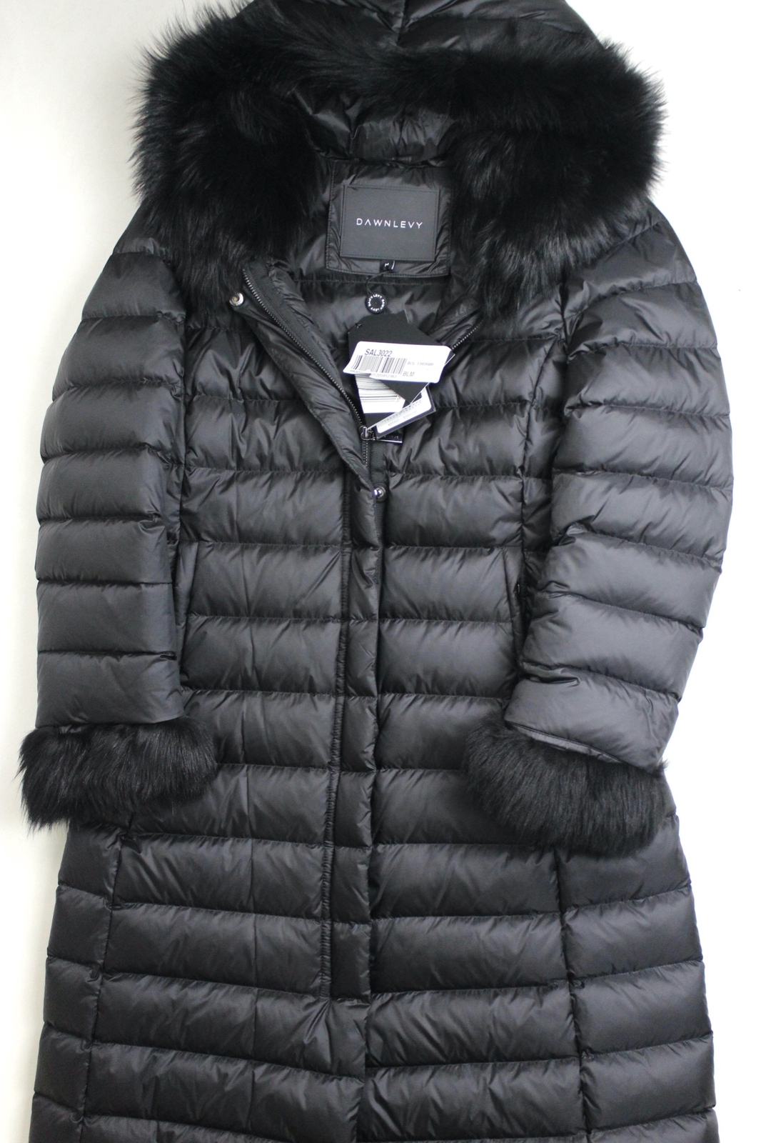 Dawn Levy Women's Lexie Shearling Hood Maxi Puffer Coat - Black - Size Medium