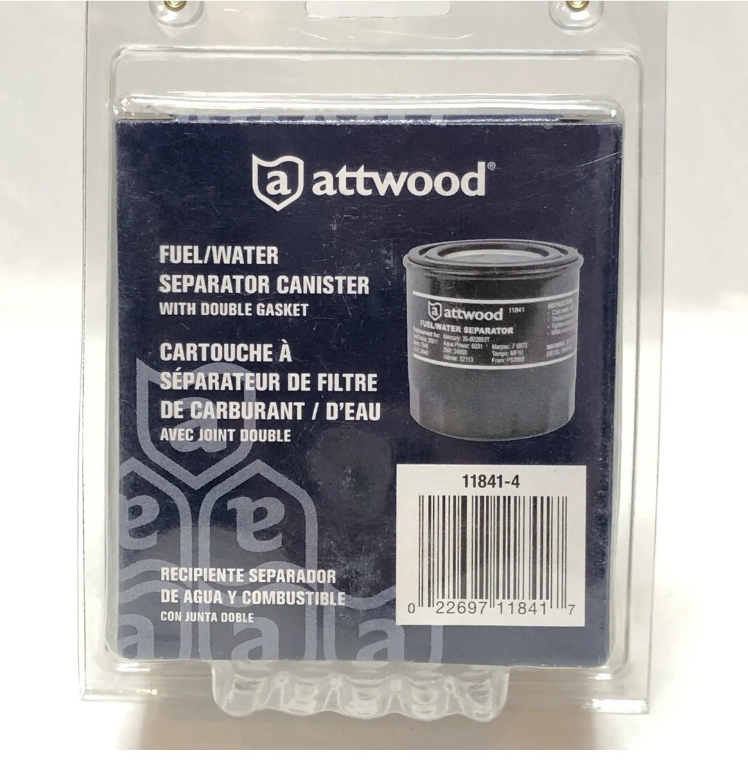 Attwood 11841-4 Universal 10-Micron Fuel Water Separator Filter Double ...