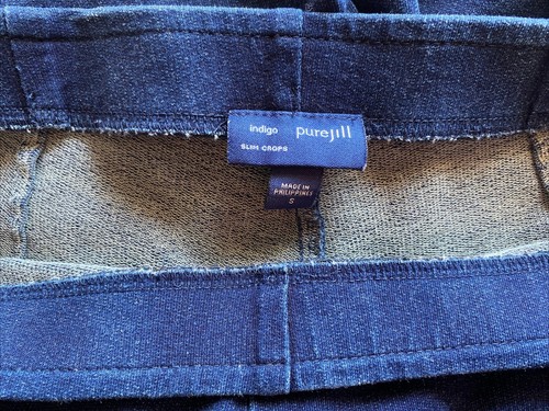 Pure Jill Navy Blue Slim Crops Faux Denim Pants Women’s Size S M Stretch Pull Up - Picture 4 of 5