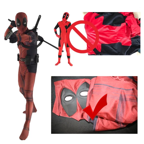 Erwachsene Deadpool Kostüm Zentai Body Cosplay Anzug Maske Halloween Requisite Overall - Bild 8 von 29
