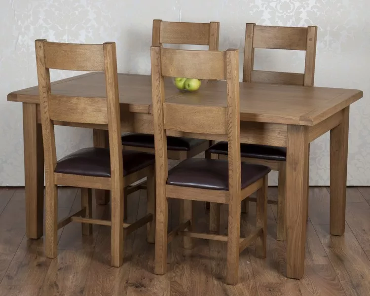 Solid Chunky Rustic Oak Dorset Extending Dining Table 4 Chairs RRP 1129
