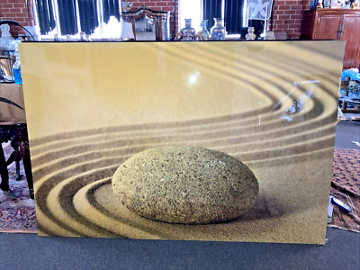 Huge Size Sandstone Yoga Balance Decor Print Glossy On Heavy Wood Frame 66''x44''