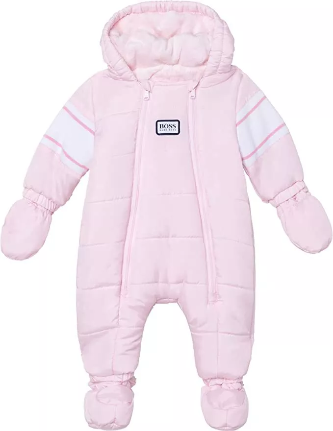 New Hugo BOSS pink real down baby grow snow suit bomber jacket coat new born 2yr